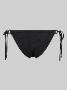 The Elba Bikini Bottom - Black Textured Rivulet Jacquard