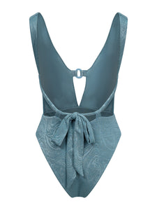 Siren Plunge Swimsuit - Teal Cloud