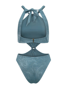 Sirena Halter Swimsuit - Teal Cloud