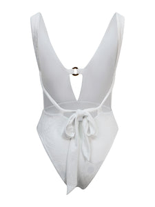 Siren Plunge Swimsuit - White-Rock