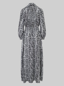 The Taillat Dress - Zebra Leaf Print